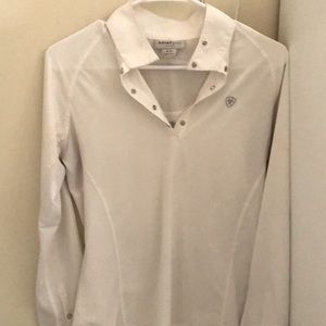 Ariat white long sleeve equestrian shoe shirt